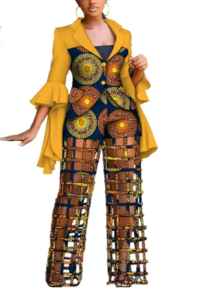 African Print Blazer and Pants Set for Women,