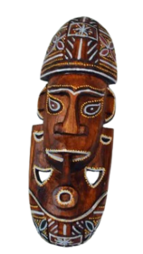 African Stone Mask: Vintage Bar Decoration, Hand-Carved Wooden Animal Wall Art,