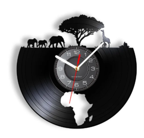 Africa Animals Wildlife Nature Giraffe Vinyl Wall Clock Art