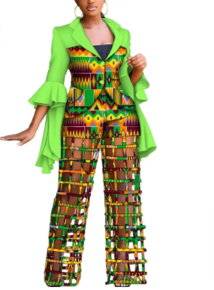 African Print Blazer and Pants Set for Women,
