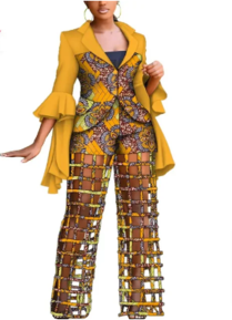 African Print Blazer and Pants Set for Women,