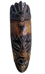 African Stone Mask: Vintage Bar Decoration, Hand-Carved Wooden Animal Wall Art,